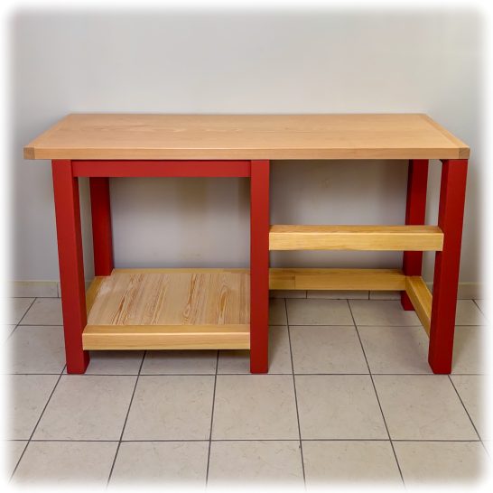 Établi artisanal en hêtre et sapin – Design robuste et contrasté